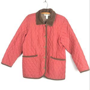 Orvis Quilted Chore Coat Size M - Salmon Brown Corduroy Snap Front Barn Jacket